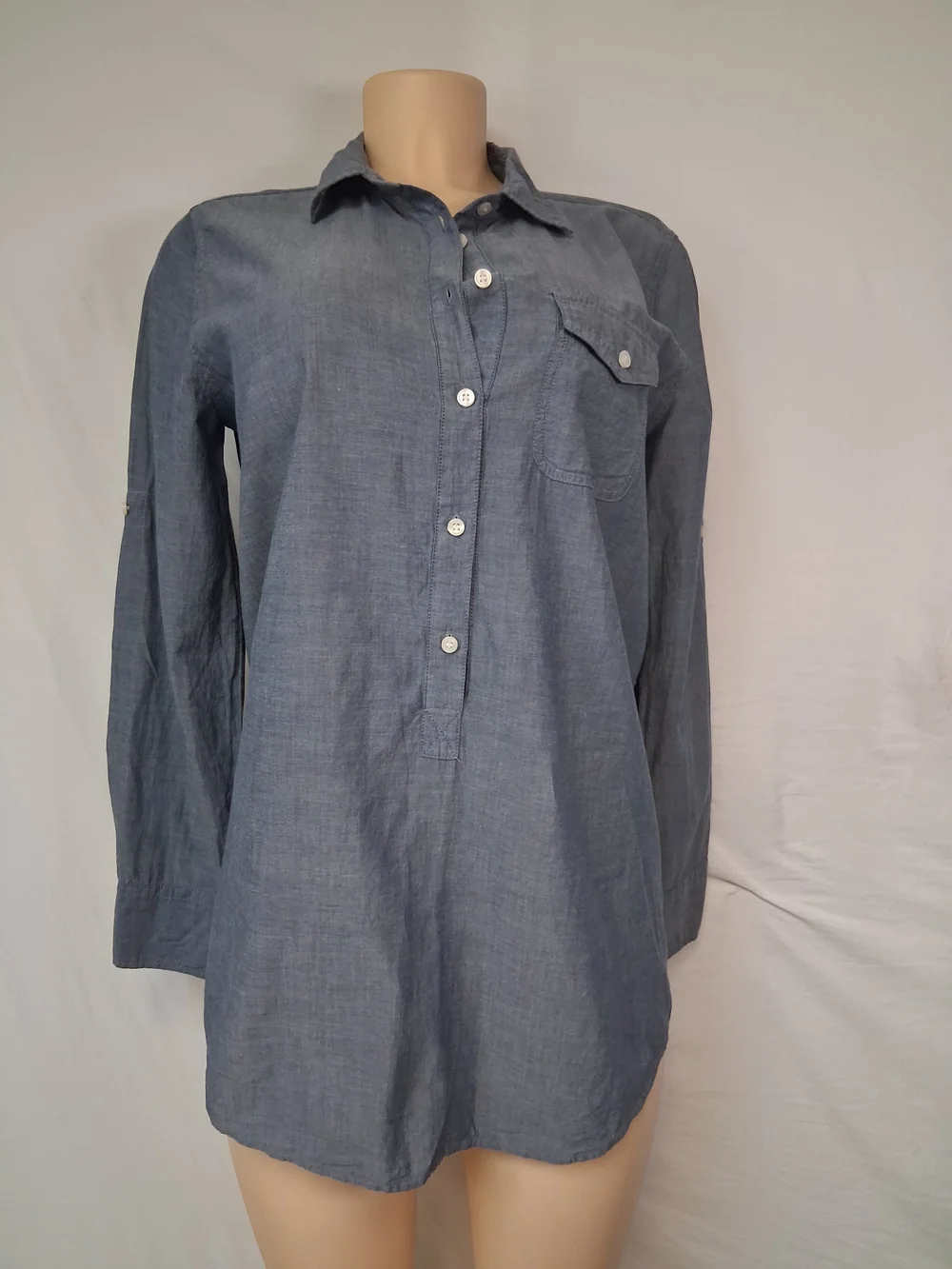 J. Crew Lightweight Chambray Button-Down Tunic - Blue Women Size S